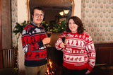 Winter Wonderlights Christmas Sweater in Navy, Red & White