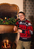 Winter Wonderlights Christmas Sweater in Navy, Red & White